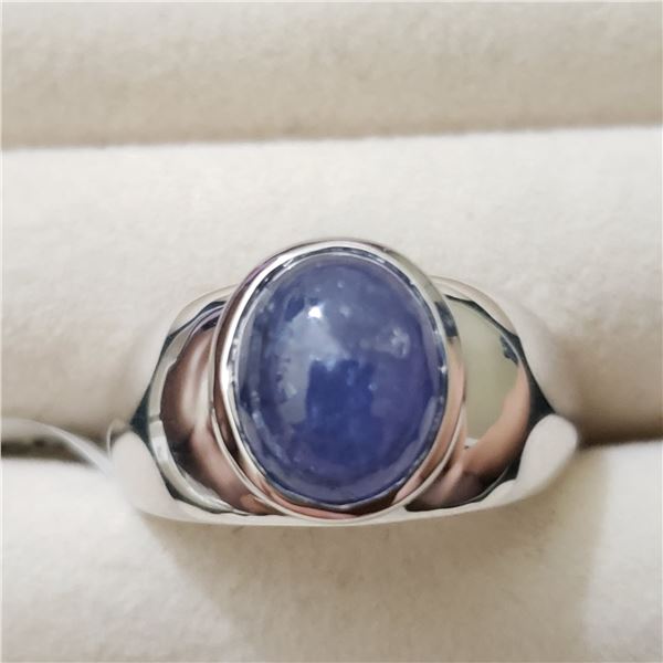 SILVER TANZANITE(4.2CT) RING (~SIZE 9)