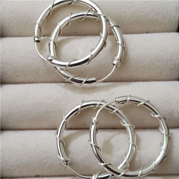 SILVER 2 HOOP SET