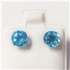 Image 1 : 10K WHITE GOLD BLUE TOPAZ(2.2CT)  EARRINGS