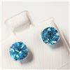 Image 2 : 10K WHITE GOLD BLUE TOPAZ(2.2CT)  EARRINGS