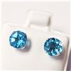 Image 3 : 10K WHITE GOLD BLUE TOPAZ(2.2CT)  EARRINGS
