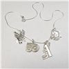 Image 2 : SILVER LOTS OF PENDANTS WITH CHAIN 16" NECKLACE