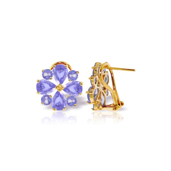 Genuine 4.85 ctw Tanzanite Earrings 14KT Yellow Gold - REF-98T3A