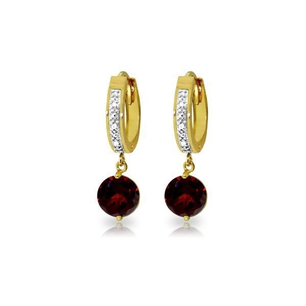 Genuine 2.53 ctw Garnet & Diamond Earrings 14KT Yellow Gold - REF-54K6V