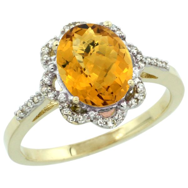 1.86 CTW Quartz & Diamond Ring 10K Yellow Gold - REF-36M2K