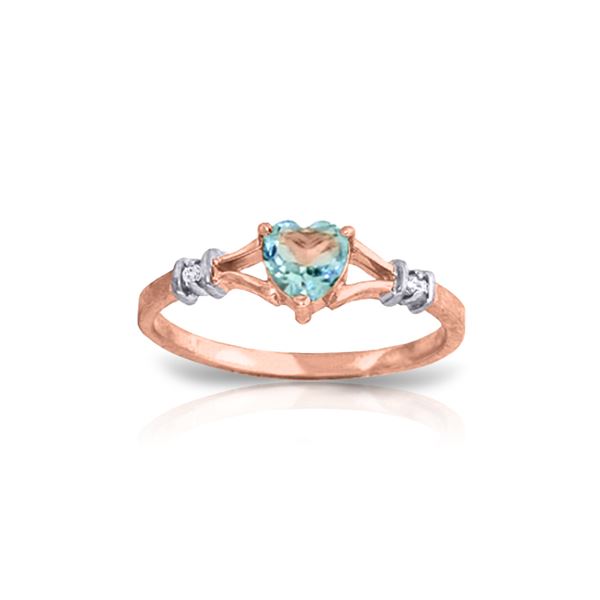 Genuine 0.47 ctw Blue Topaz & Diamond Ring 14KT Rose Gold - REF-27A2K