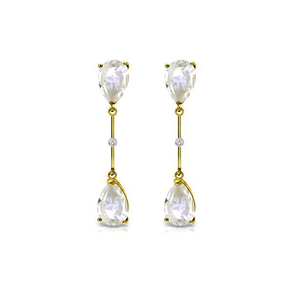 Genuine 6.01 ctw White Topaz & Diamond Earrings 14KT Yellow Gold - REF-42Z4N