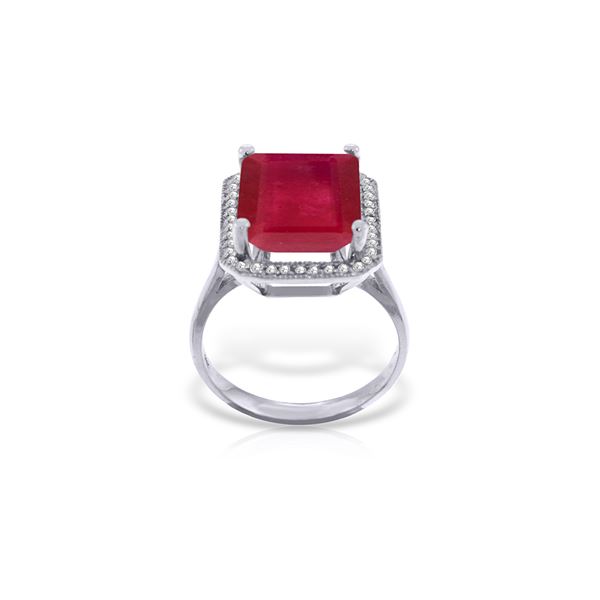 Genuine 7.45 ctw Ruby & Diamond Ring 14KT White Gold - REF-119T7A