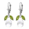 Image 1 : Genuine 14.4 ctw White Topaz & Peridot Earrings 14KT White Gold - REF-46K7V