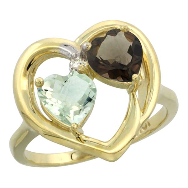 2.61 CTW Diamond, Amethyst & Quartz Ring 10K Yellow Gold - REF-23X7M