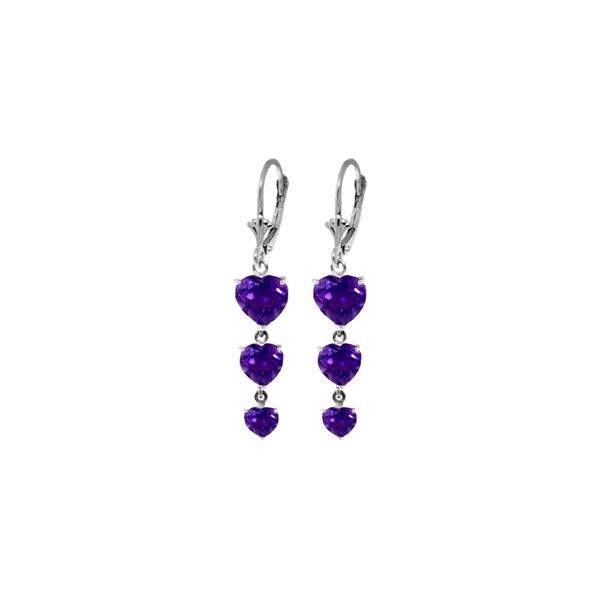 Genuine 6 ctw Amethyst Earrings 14KT White Gold - REF-66X9M