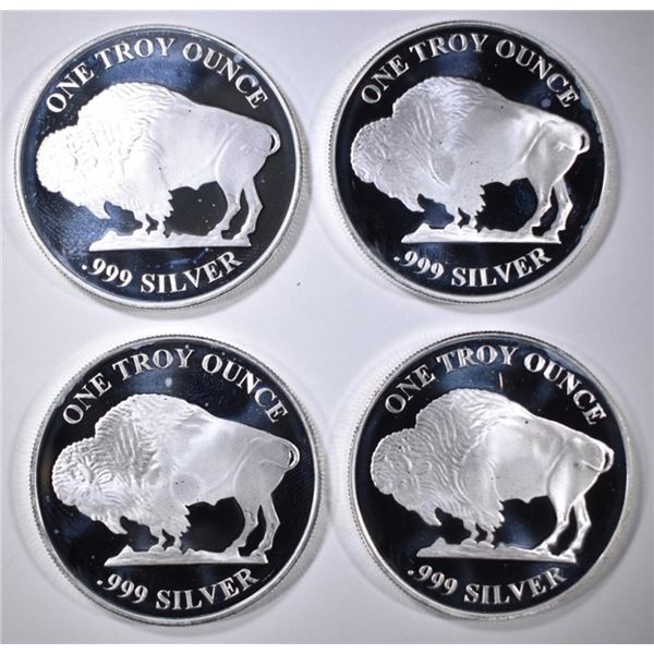 (4) 1 oz Buffalo Design Silver Rounds