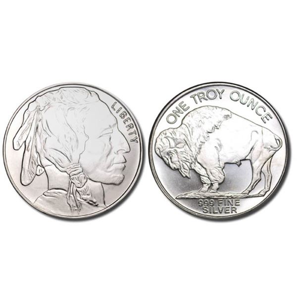 1 oz Buffalo Design Silver Round