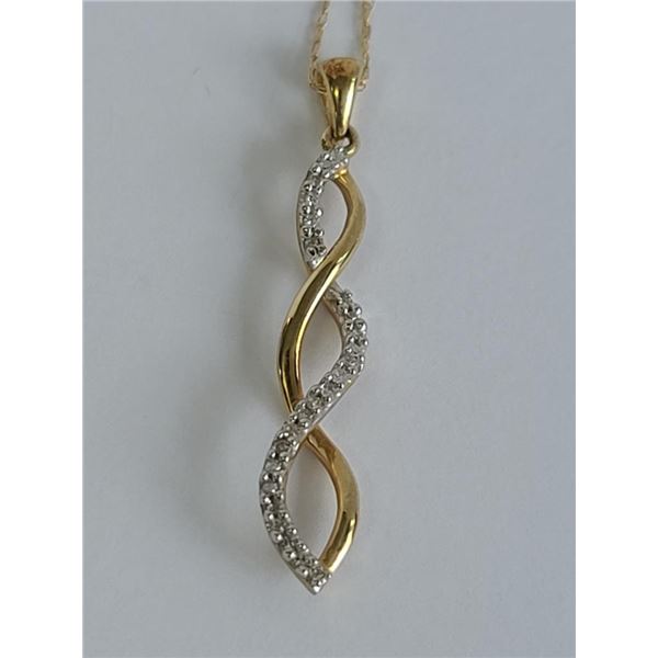 14k YG Chain w/ Diamond Twist Pendant