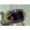 Image 1 : 14k YG Amethyst and Diamond Ring