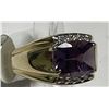 Image 3 : 14k YG Amethyst and Diamond Ring