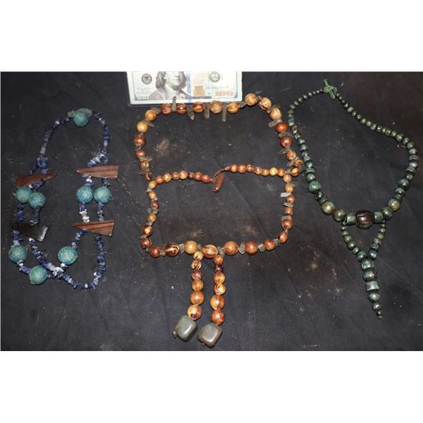 ZZ-CLEARANCE APOCALYPTO MAYAN LOT OF 3 MID-CASTE BEADED NECKLACES D SCREEN USED