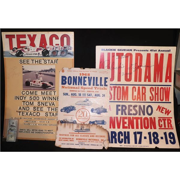 ZZ-CLEARANCE 1968 BONNEVILLE SALT FLATS TOM SNEVA MOCK UP AND AUTORAMA POSTERS