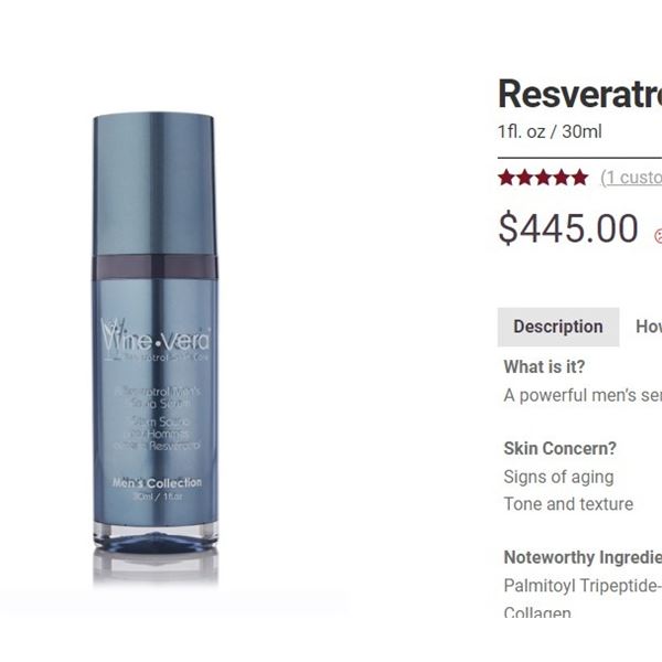 VINE VERA RESVERATROL MEN'S SAUNA SERUM 30ML