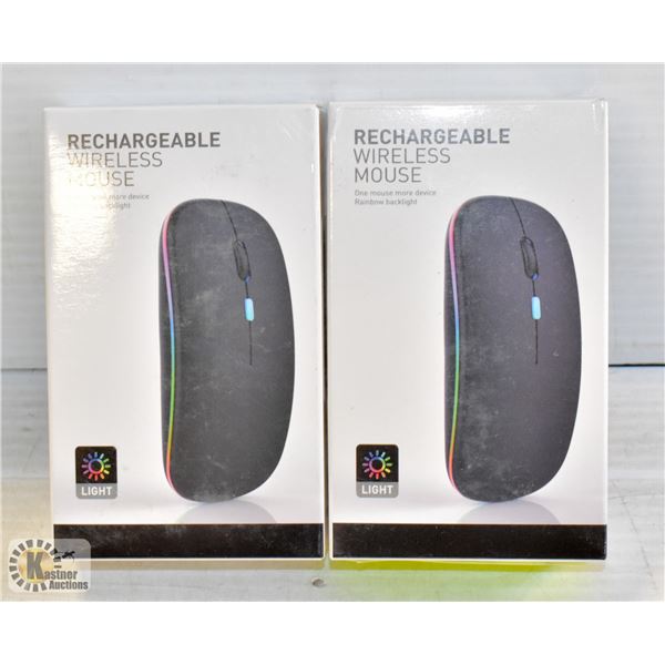 LOT OF 2 RECHARGEABLE WIRELESS MICE WITH RAINBOW