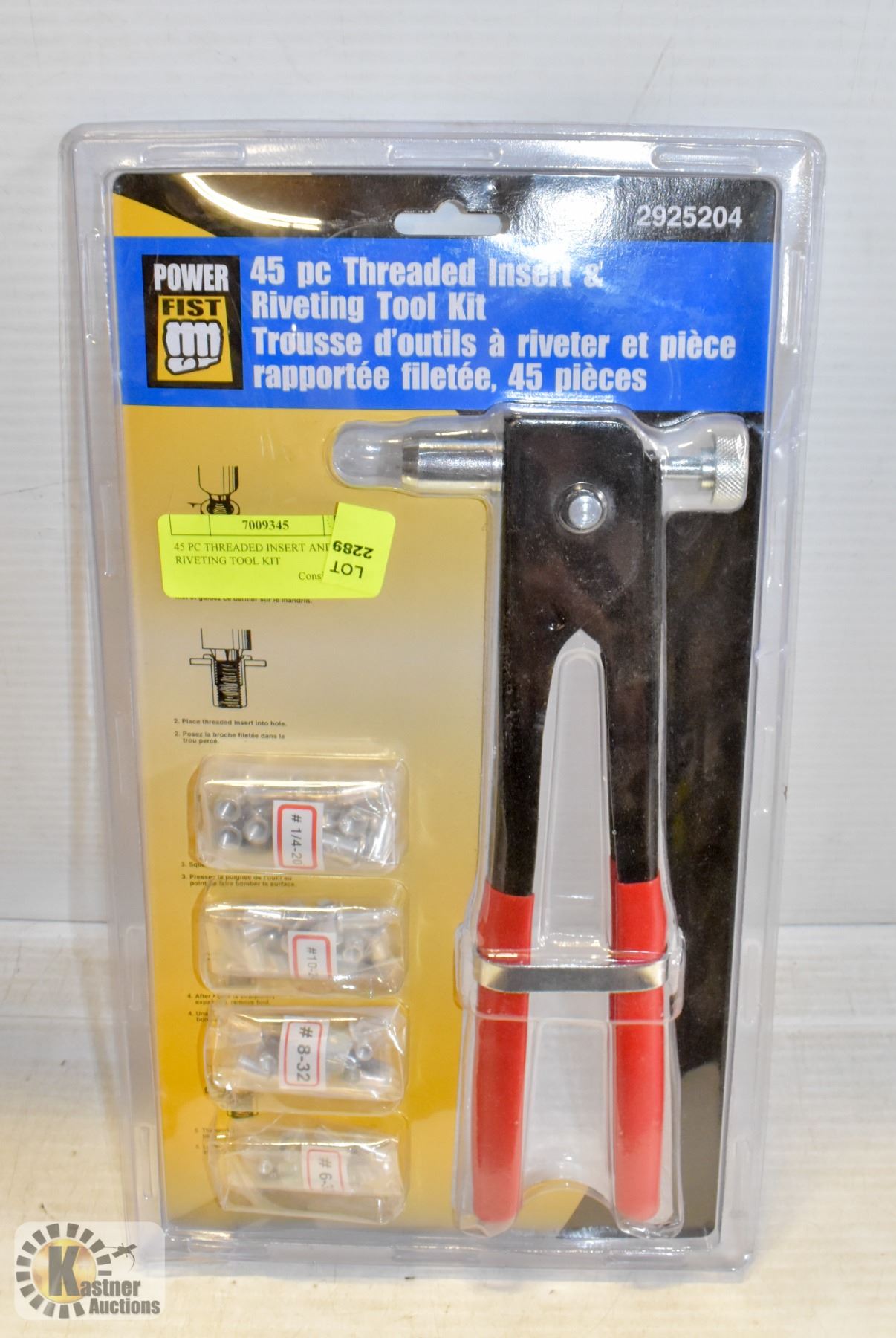 45 PC THREADED INSERT AND RIVETING TOOL KIT