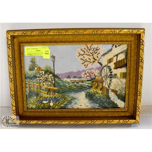 FRAMED CROSS STITCH MILL RIVER SCENE KITCHENER ONT