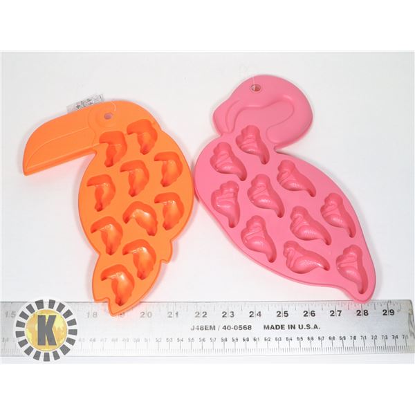 2 NEW SILICONE MOLDS FLAMINGO AND TOUCAN