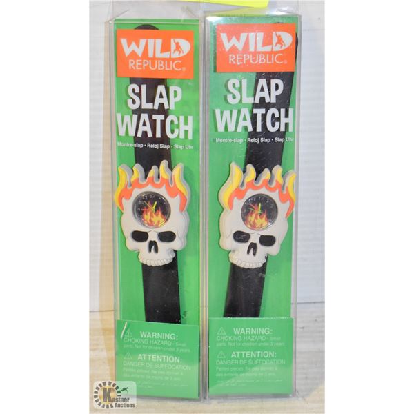 LOT OF 2 NEW SLAP WATVHES W/ SKULL THEME