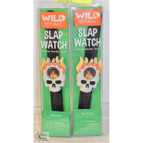 LOT OF 2 NEW SLAP WATVHES W/ SKULL THEME