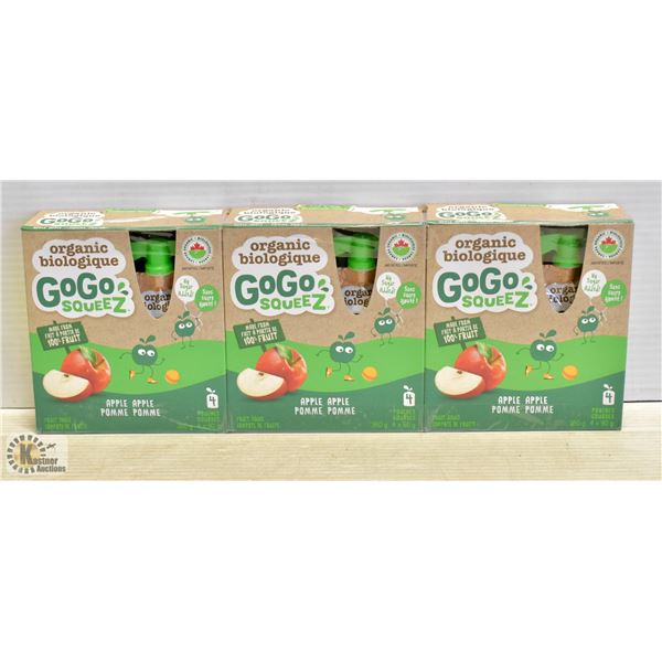 3 BOXES ORGANIC GOGO SQUEEZ APPLE