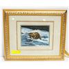 Image 1 : 18" X 15" GRIZZLY BEAR FISHING FOR SALMON PRINT