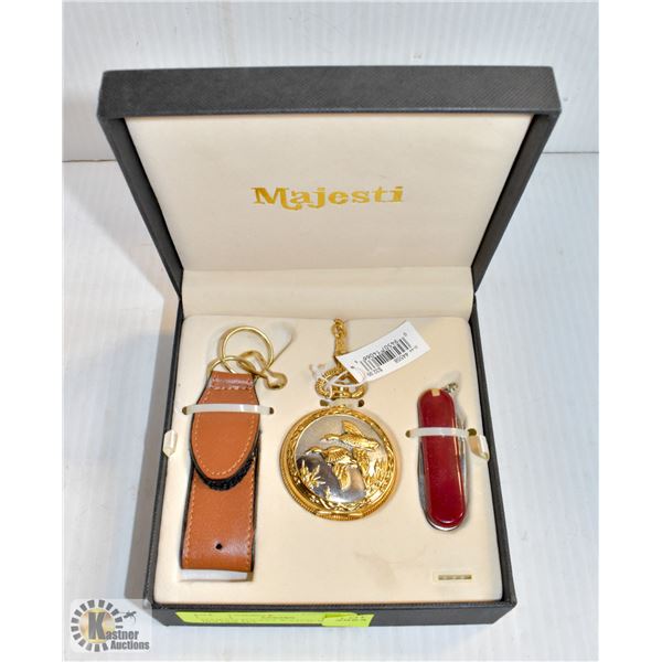 MAJESTI POCKET WATCH, KNIFE + HOLDER SET