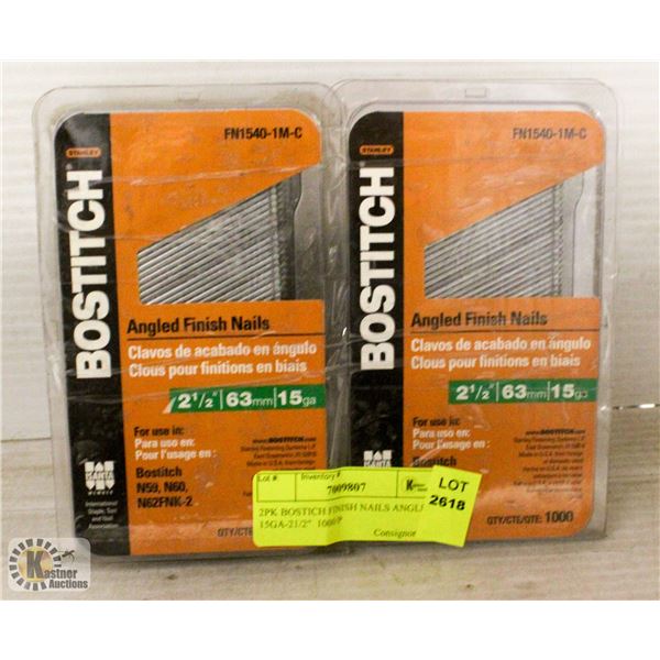 2PK BOSTICH FINISH NAILS ANGLED 15GA-21/2"  1000/P