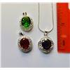 Image 1 : 5)  SET OF 3 CRYSTAL PENDANTS IN EMERALD GREEN,