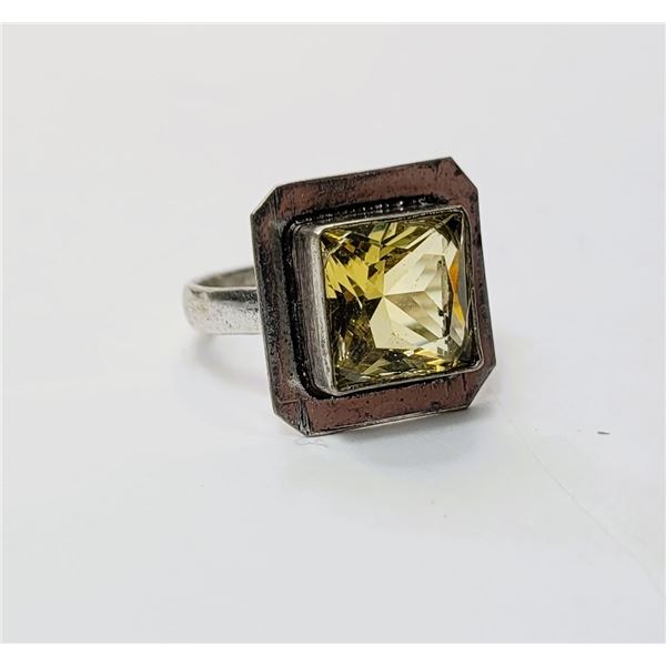 10)  SQUARE CUT, LAB CREATED YELLOW CITRINE