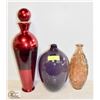 Image 1 : 3 PCS VASES ASSORTED SIZES 12", 14",  21"