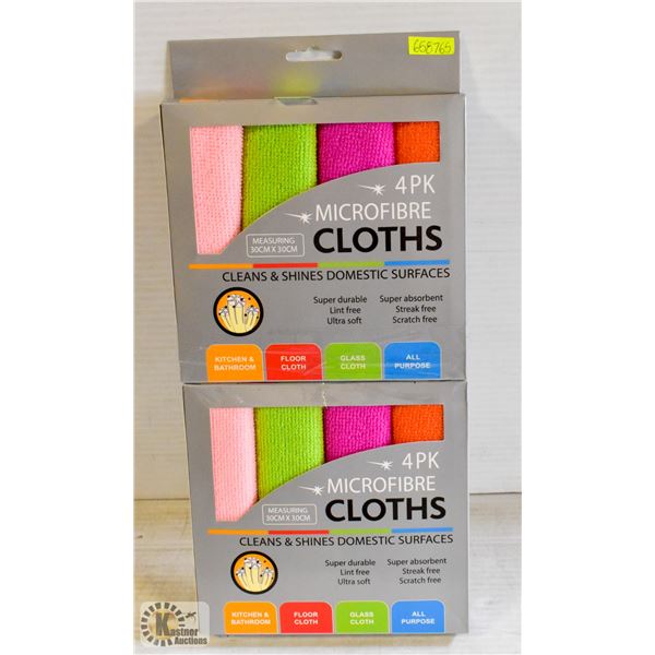 2 NEW SEALED 4 PACKS MICROFIBRE CLOTHS