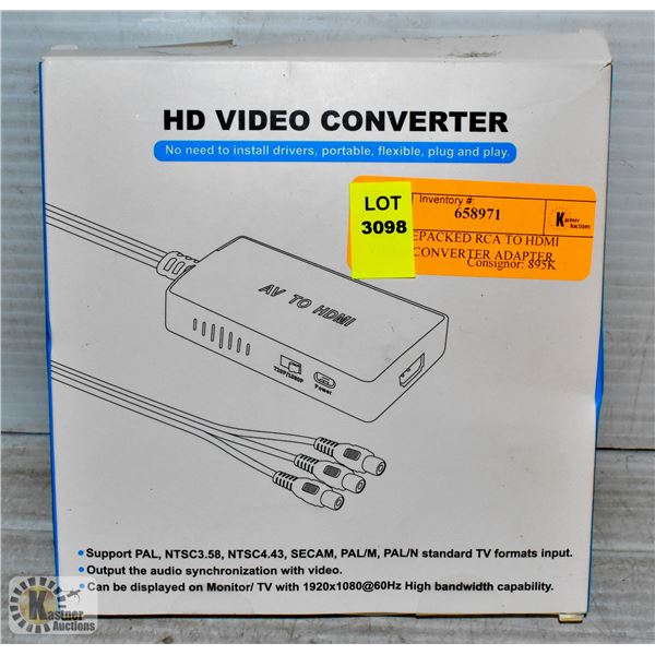 NEW REPACKED RCA TO HDMI VIDEO CONVERTER ADAPTER