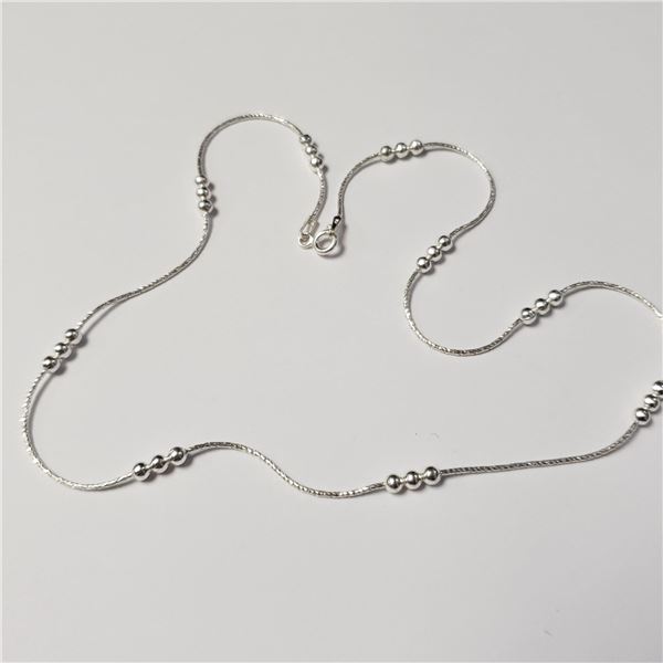 BZ644-87 SILVER WITH BEAD 16" NECKLACE