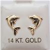 BZ644-58 14K DOLPHIN SCREW BACK EARRINGS