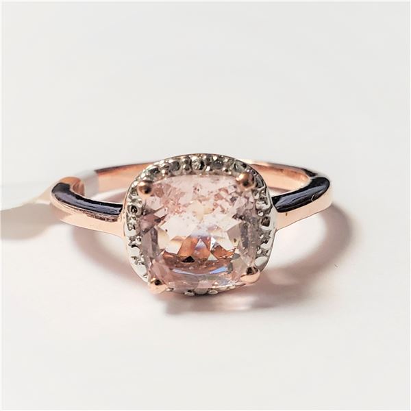 BZ644-56 SILVER MORGANITE RING