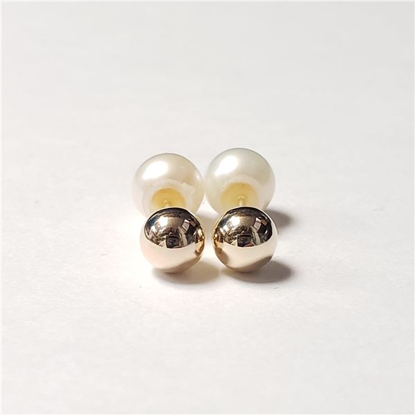 BZ644-53 10K REVERSIBLE PEARL EARRINGS