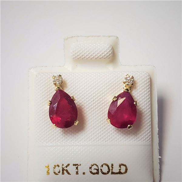 BZ644-74 10K RUBY MOISSANITE EARRINGS