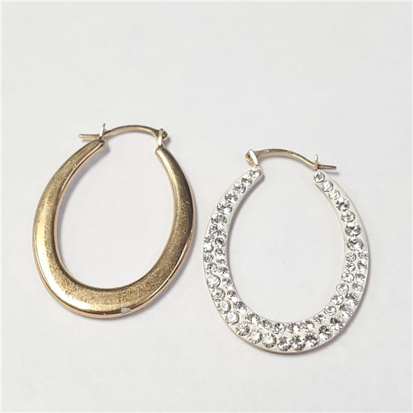 BZ1007-37 10K 1.28G CRYSTAL HOOP EARRINGS