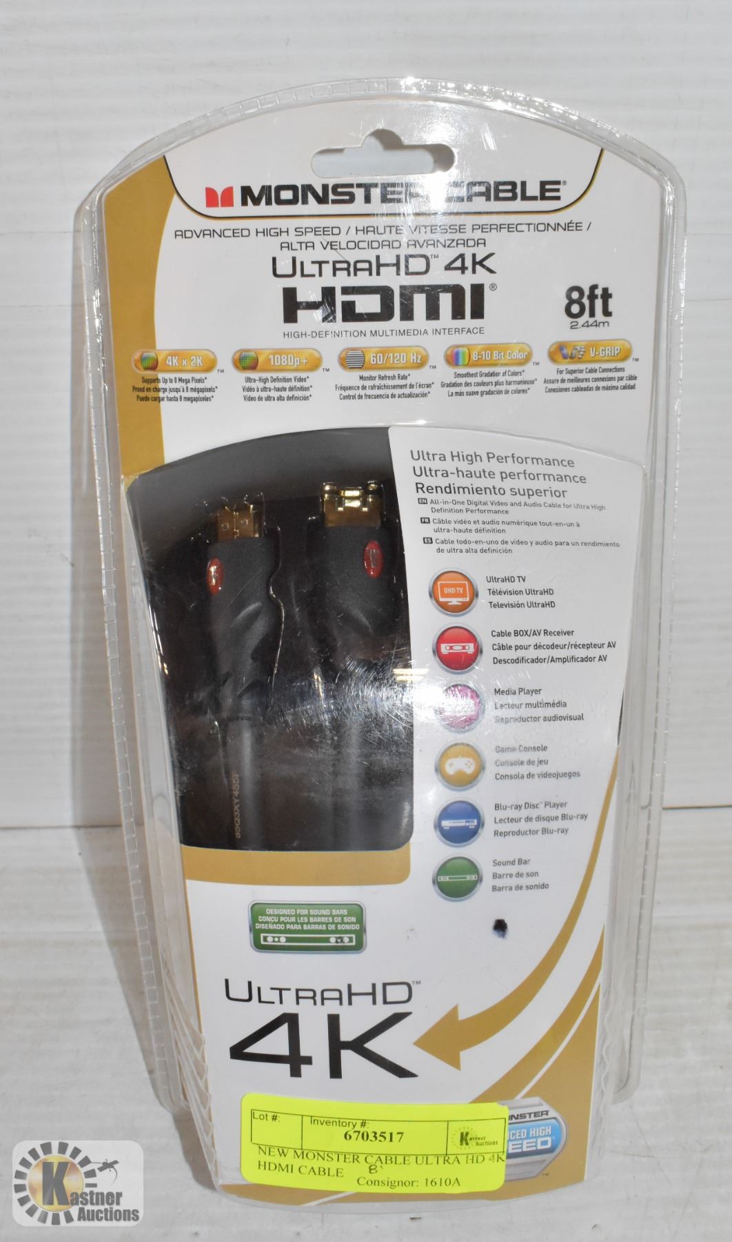 NEW MONSTER CABLE ULTRA HD 4K HDMI CABLE 8'