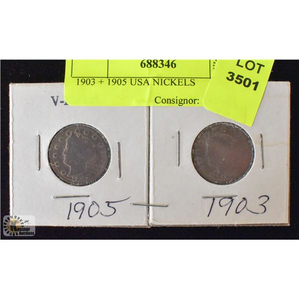 1903 + 1905 USA NICKELS