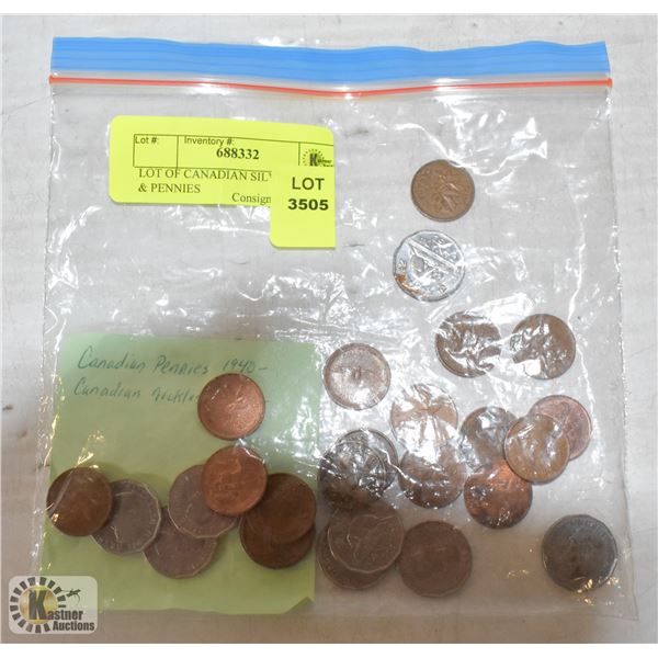 LOT OF CANADIAN NICKELS & PENNIES