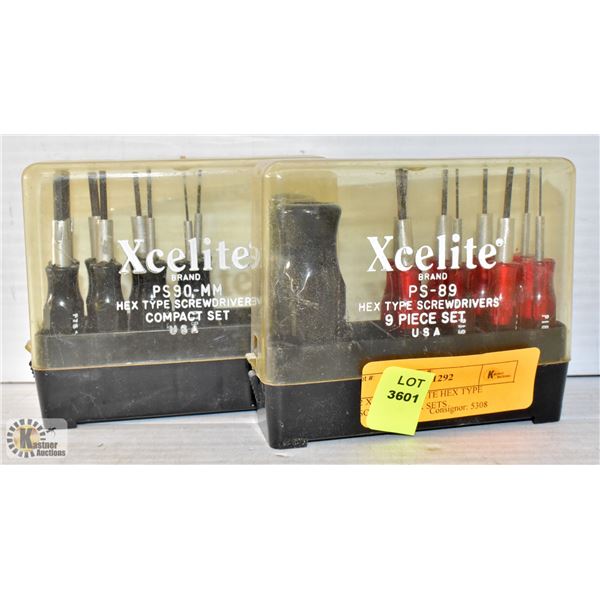 2 X 9PCS  XCELITE HEX TYPE SCREWDRIVER SETS