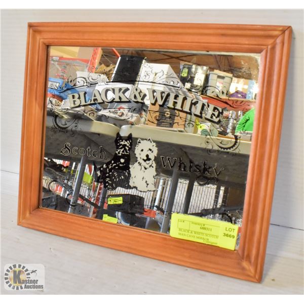 BLACK & WHITE SCOTCH WHISKEY MAN CAVE MIRROR