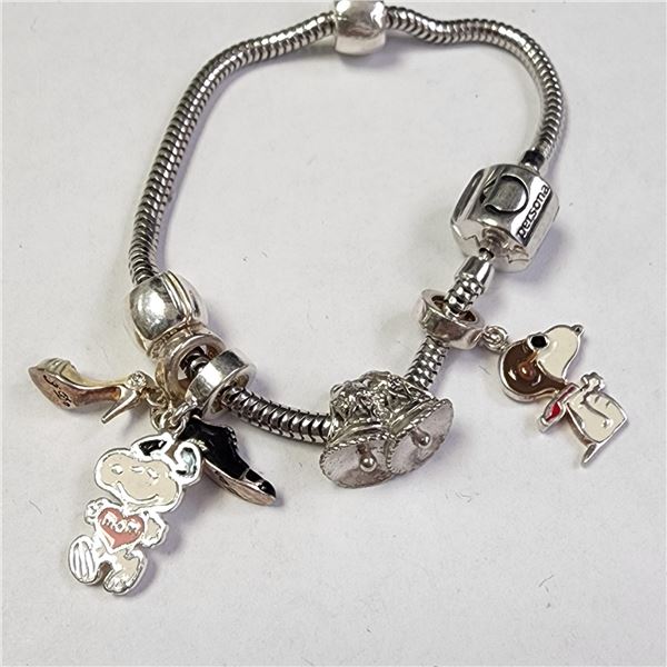 BZ1077-48 SILVER PANDORA STYLE BRACELET